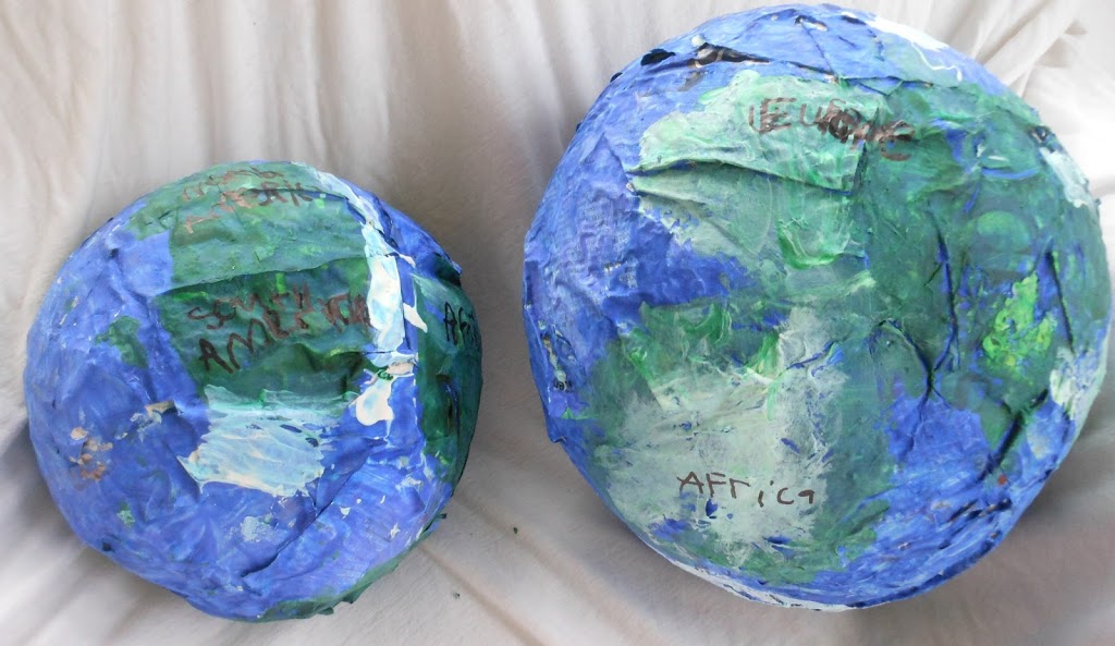 Learn about the Earth, Paper Mache Craft, continent study, hands on learning, geography, culture, Earth day, Science, Sensory, Art, 