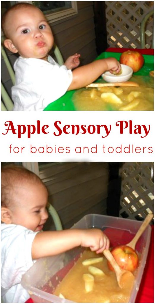 Apple Sensory Play for Toddlers, Apple Sensory Play for babies, Apples, Sensory bins for babies, Edible sensory play, Apple theme for toddlers, Fall Ideas