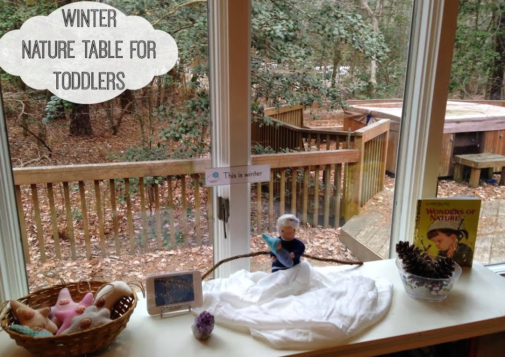 Waldorf Inspired Winter Nature Table for toddlers, hands on learning, sensory and nature