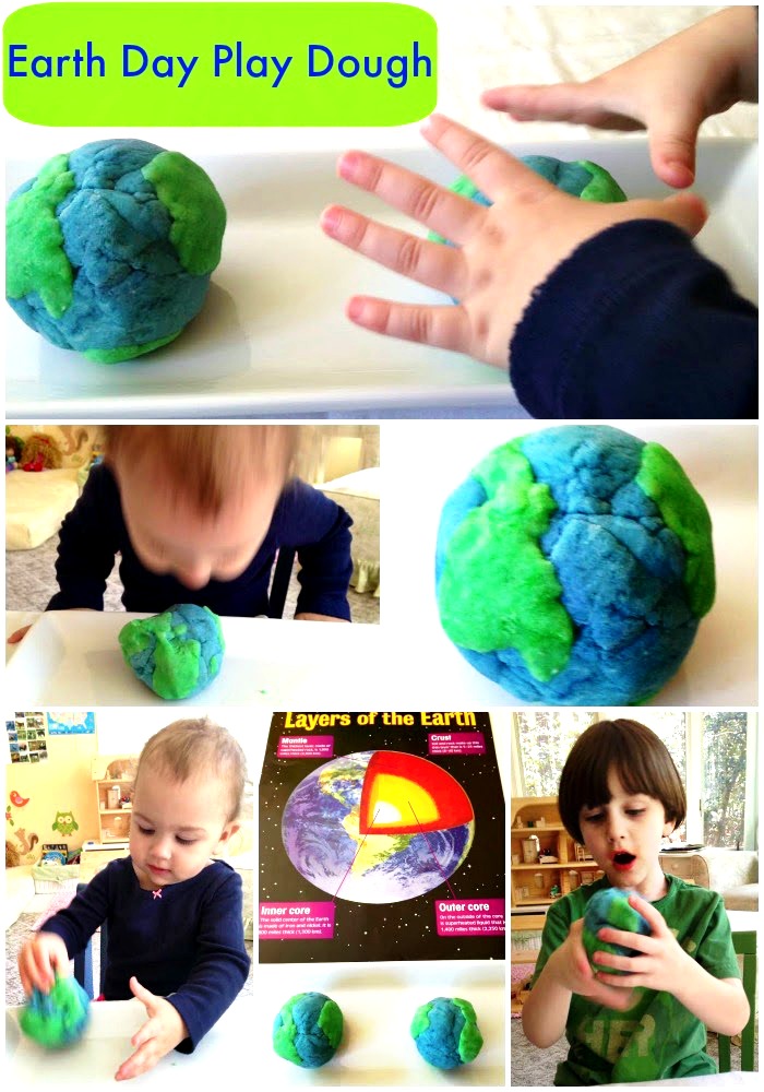 Earth Day Play dough, homemade play dough recipe for Earth Day, sensory play, Solar System Science, Earth Unit study or themed learning unit