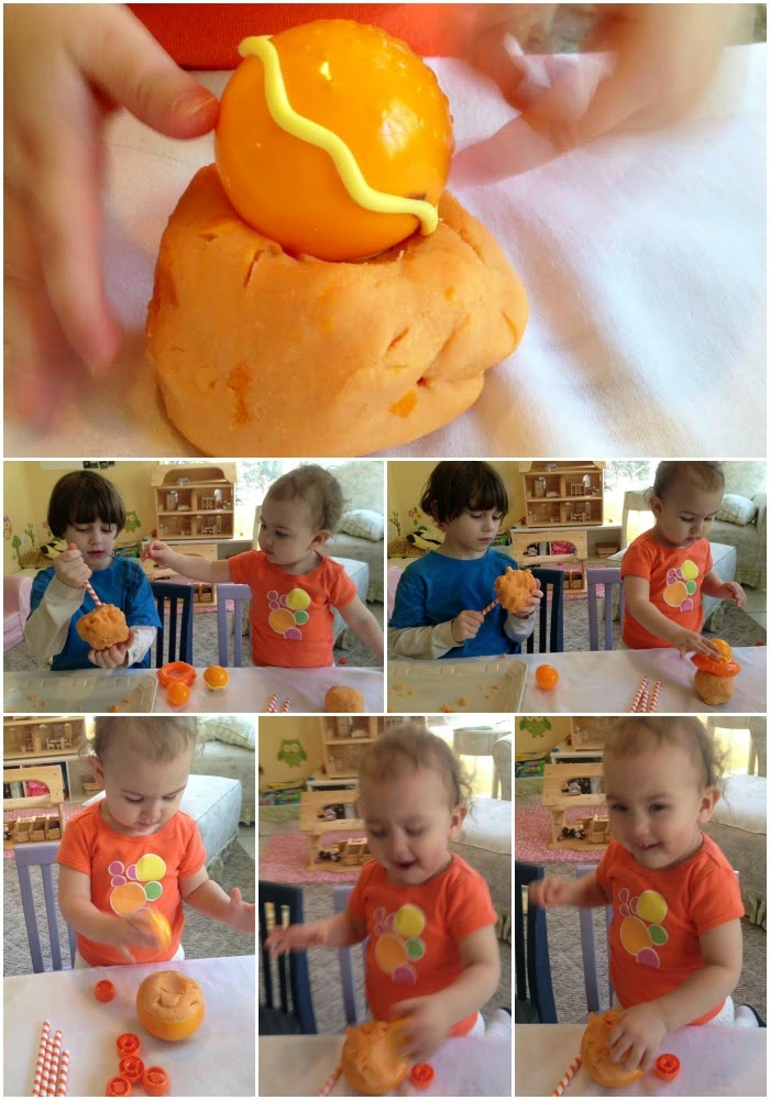 Orange scented natural play dough, homemade, all natural, sensory play Montessori inspired, www.naturalbeachliving.com
