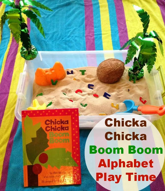 chicka chicka boom boom alphabet sensory play, 100 of the Best Ways to Teach the Alphabet, Creative ways to teach the alphabet, Hands on Learning, Sensory Play, Printables, Alphabet Games,Alphabet Crafts