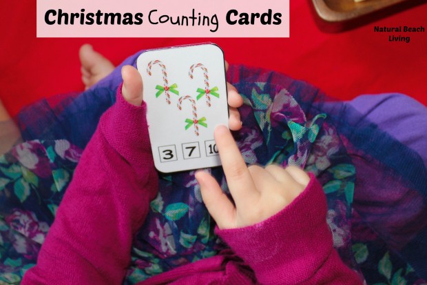 counting cards Christmas activities for toddlers and preschoolers, color matching, animal matching, fine motor skills, shapes, alphabet, math and more www.naturalbeachliving.com
