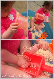 baby sensory play with cereal, natural play, Montessori, Sensory play, exploring textures, baby play www.naturalbeachliving.com