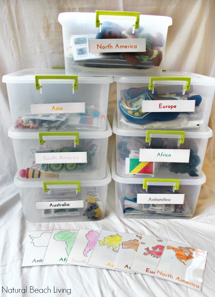 Easy Ways to Teach Montessori Culture with Free Printables, Continent Boxes, Multicultural Books and Activities including Zoology, Science, Botany, Geography, History, Art and Music