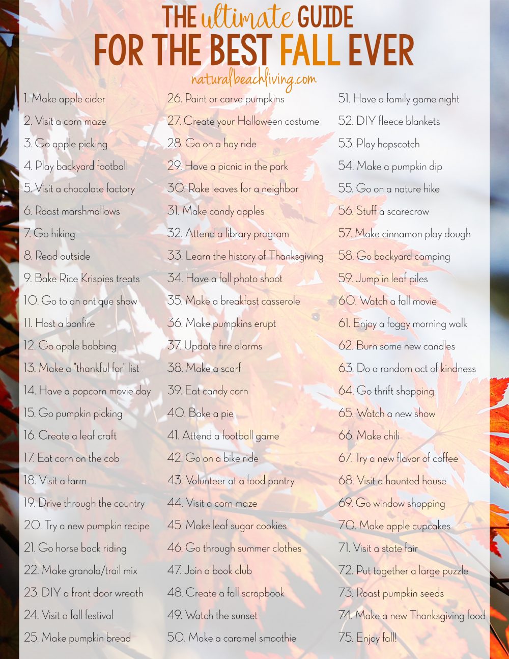 The Ultimate Guide for the Best Fall Ever – Fall Bucket List Printable