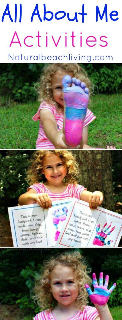 The Best All About Me Activity for Preschool and Kindergarten, All About Me Preschool Theme Activities and All About Me Kindergarten Unit, Fun All About Me Family Crafts, Preschool Free All About Me Printables, Handprints and Footprints crafts for toddlers and preschool, Great Preschool Theme