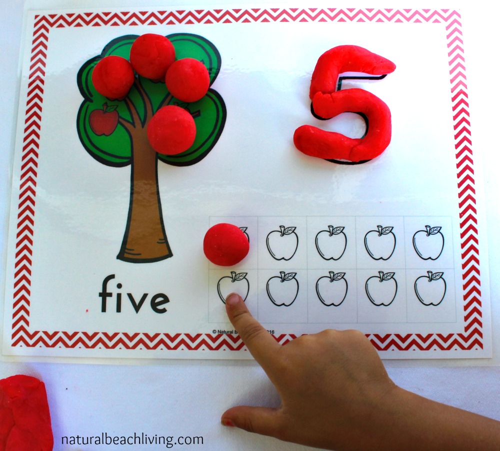 Free Apple Play Dough Mats Perfect for Fall or an Apple Activity, Free Apple Playdough Mats, Preschool, & Kindergarten Apple Activities for an Apple Theme, Apple Math and Counting for preschoolers, Plus Apple Playdough Recipe