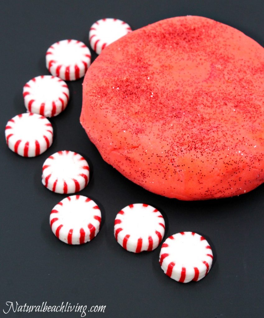 Amazing No Cook Scented Peppermint Play Dough, Holiday Sensory Play, Homemade Gift Idea, Natural Peppermint Sensory Play your kids will love