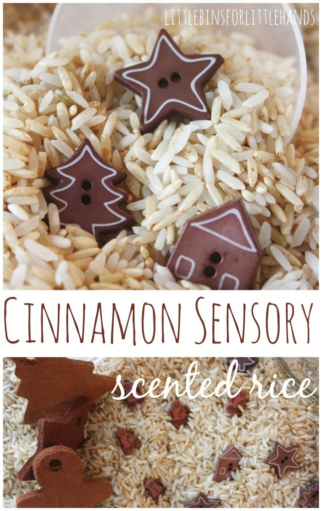 cinnamon-sensory-rice-play-20 Super Creative Sensory Activities with Cinnamon, Amazing Cinnamon Playdough, Apple Pie play dough recipe, benefits of cinnamon sensory activities & MORE