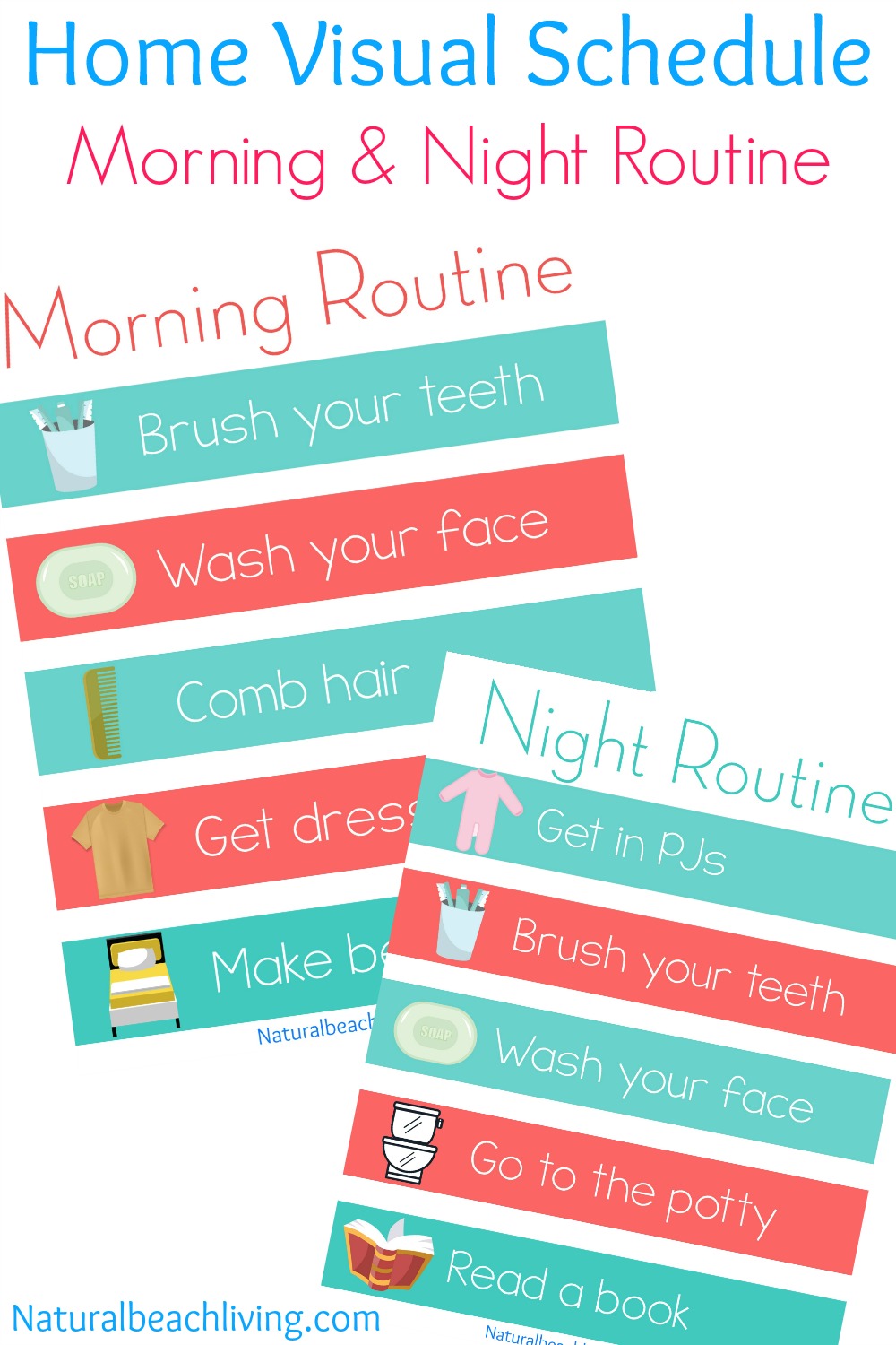 Home Visual Schedule Printables for Morning and Night Routine, Perfect Visual Schedule Printables for Kids, Special needs & Autism charts, Free Home Routine