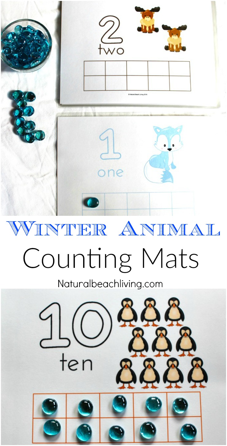 Free Printable Winter Animal Number Playdough Mats