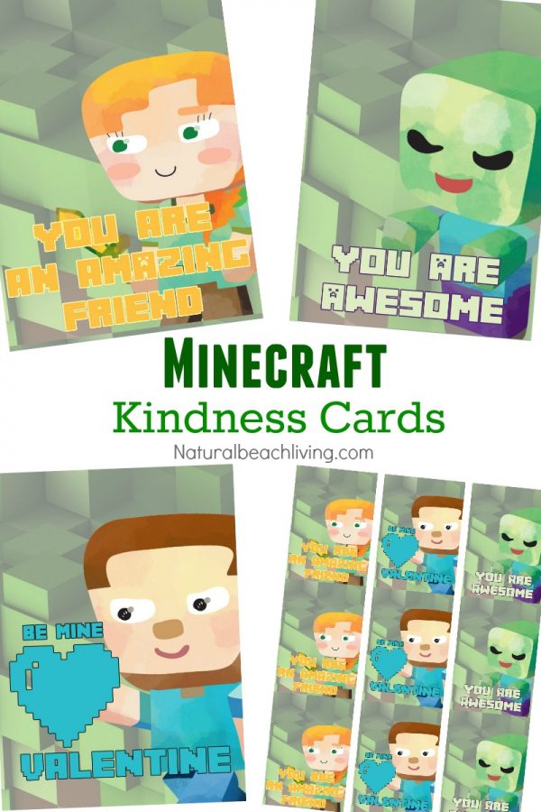 Valentine s Day Minecraft Printables Free Kindness Cards Natural 