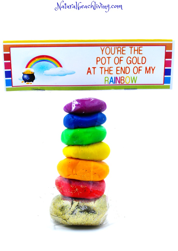 Rainbow Playdough with Free St. Patrick’s Day Treat Bags