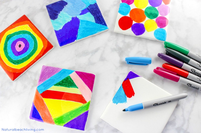 Check out This AMAZING Tile Art for Kids, See how Easy it is to make Tile Art Crafts That Everyone Will Enjoy, Easy Sharpie Art for Kids is the coolest, perfect Tile Crafts for kids that is a Fun Process Art, Sharpie Crafts, and Kid made gift idea, Click here for more Tie Dye arts and crafts ideas, and Crafts for kids