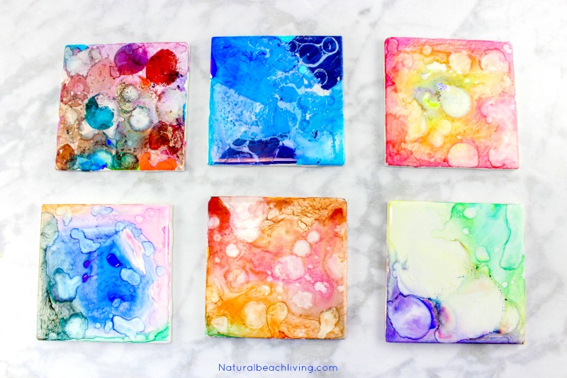 Easy Tile Art for Kids That Everyone Will Enjoy, Sharpie Art is the coolest, perfect art for kids, Fun Art process, Painted Coasters make a great gift 