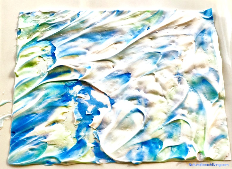 Earth Day Art Project, Earth Day Art Activities, Shaving Cream Marbled Paper, a perfect process art for preschoolers and kindergarten, Easy Earth Day Crafts for kids