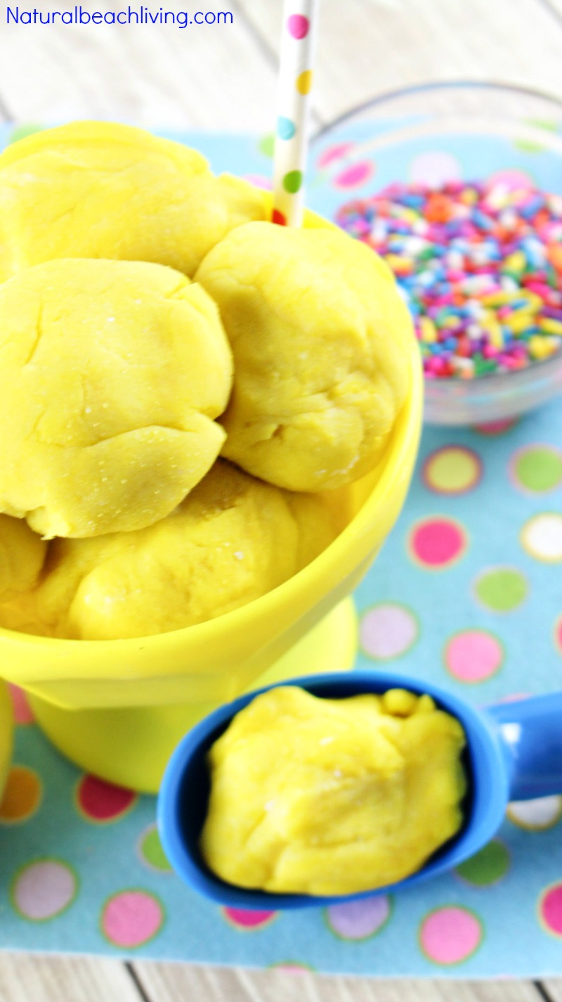 How to Make Amazing Scented Lemon Playdough Recipe, Cooked play dough for kids, Natural scented lemon playdough, Perfect sensory play for kids 