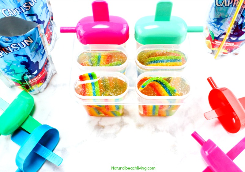 How to Make Fruit Juice Airhead Popsicles, Homemade Juice Popsicles perfect for a fun summer treat or Birthday party, Yummy Kids rainbow popsicle recipe