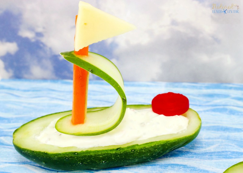 Healthy Cucumber Boat Shaped Snack for Kids, Fun Snacks for Kids, Party food, Beach Recipes, Ocean Theme Party Food, Yummy Summer Recipes for Kids