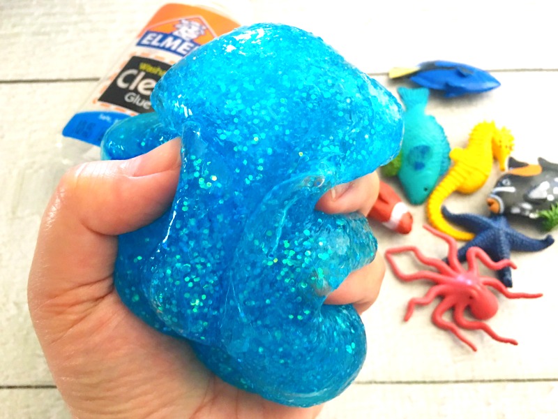 Ocean Theme Recipe for Slime, Jiggly Slime, Under the Sea Theme Activities, How to Make Slime, Perfect Glittery Slime Recipe for Kids, Ocean Activities