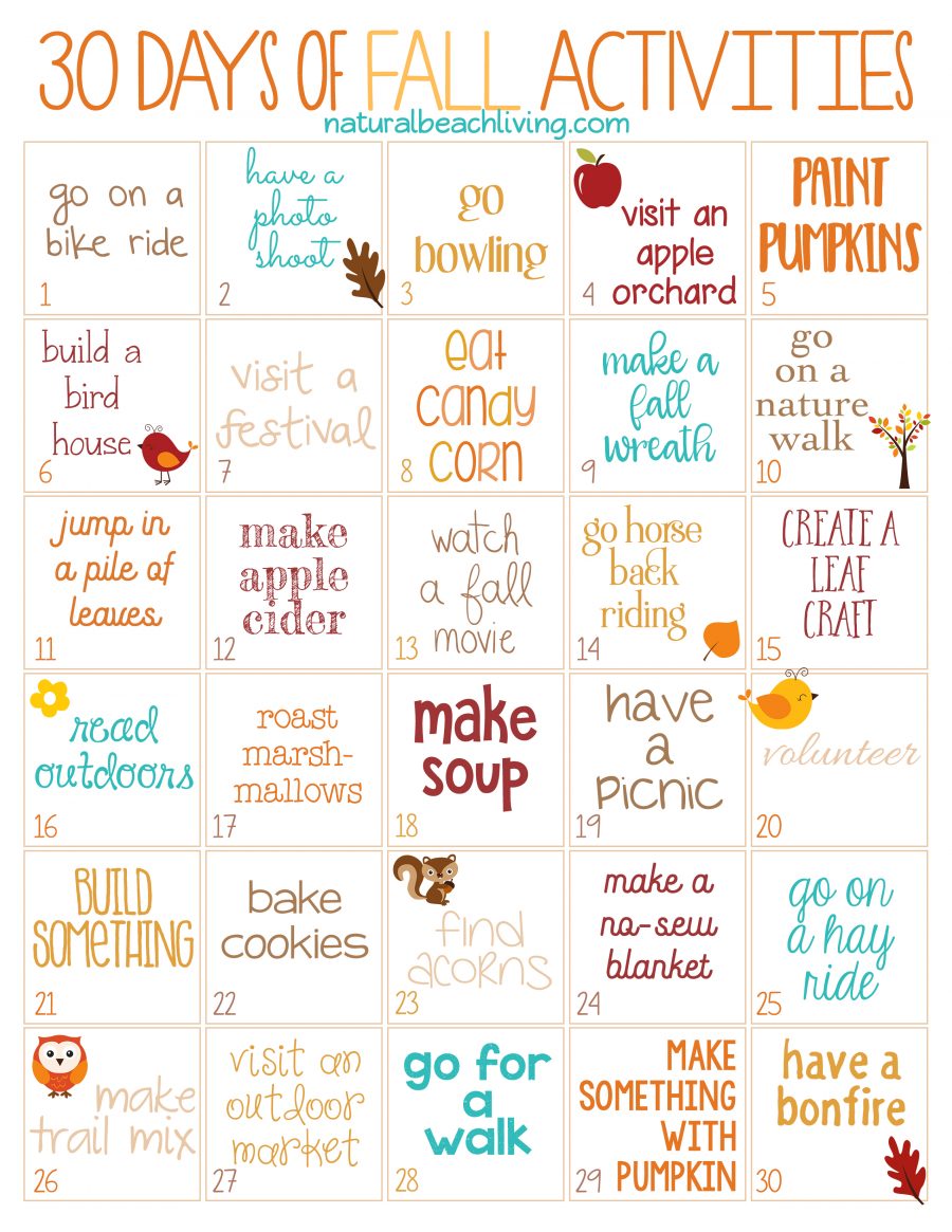 30 Days of Fall Activities for the Whole Family (free printable)