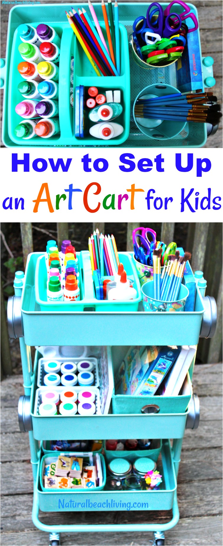 How to Set Up a Kids Arts Crafts Cart, Art Supply Cart for Kids, Easy to set up Arts and Crafts space for kids, Homeschool ideas, Preschool areas, Kid Spaces and arts and crafts for kids