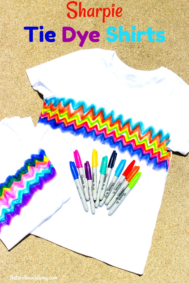 Learn How to Make Super Cool Sharpie Tie Dye Shirts, Tie Dye Craft, Kid Made Gifts, Summer Crafts for kids, Sharpie Art Ideas, Sharpie dyeing, Kid art 
