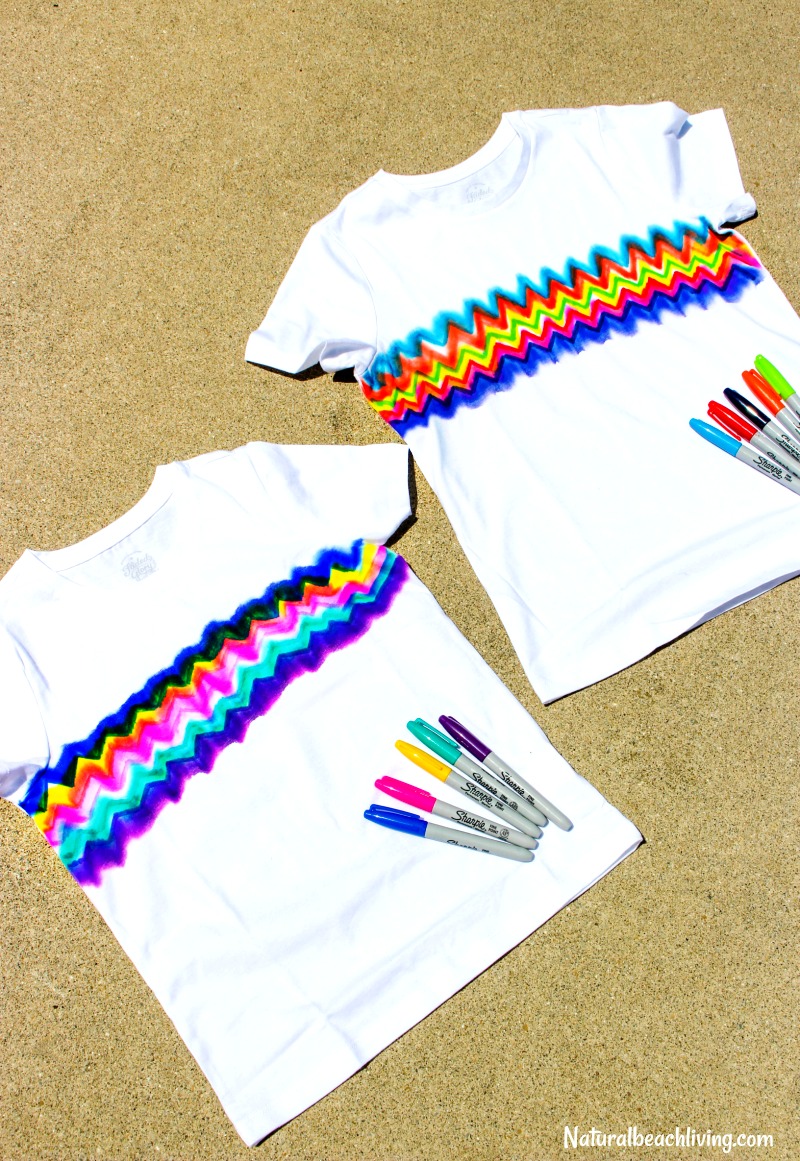 Learn How to Make Super Cool Sharpie Tie Dye Shirts, Tie Dye Craft, Kid Made Gifts, Summer Crafts for kids, Sharpie Art Ideas, Sharpie dyeing, Kid art 