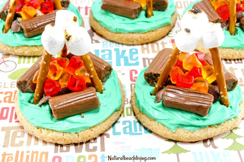 How to Make Campfire Cookies Everyone Will Love, Camping Theme, Camping Party Ideas, Camping food, Party food, Cookies, Easy Sugar Cookie Ideas, Kids Snacks