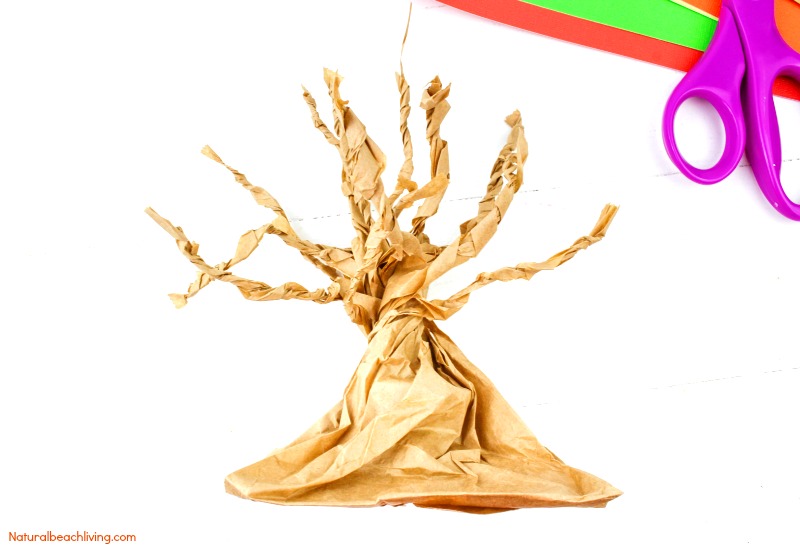Fall Tree Paper Bag Crafts Kids Love, Easy Tree Craft for Kids, Paper Bag craft for kids, Fall Crafts for Kids, Fine motor activity for toddlers & Preschool