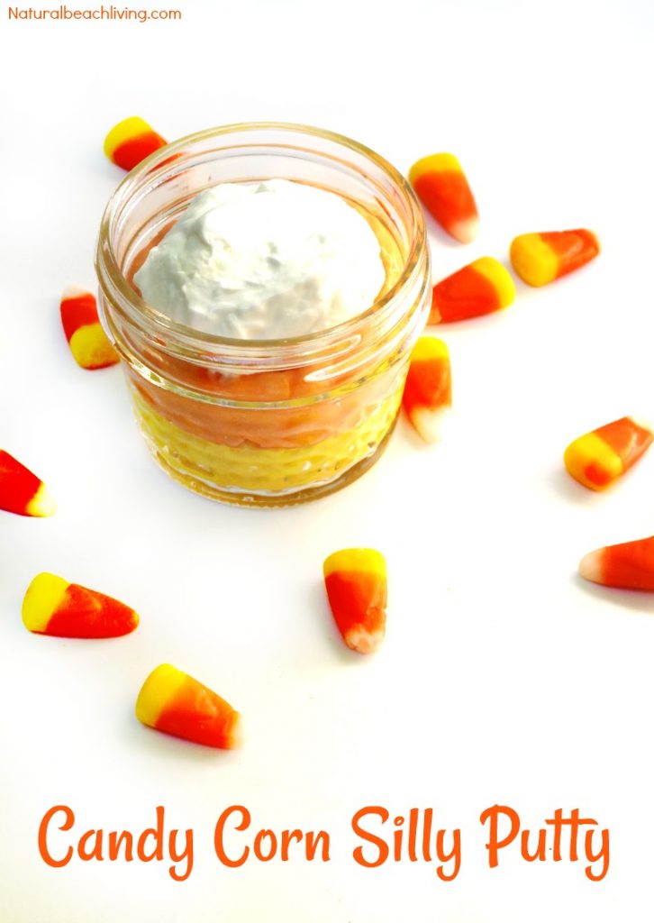 How to Make Putty, Candy Corn putty recipe, The Best Putty Recipe, Makes a great therapy putty, stress reliever, Fall sensory play, Halloween Putty Recipe for Kids