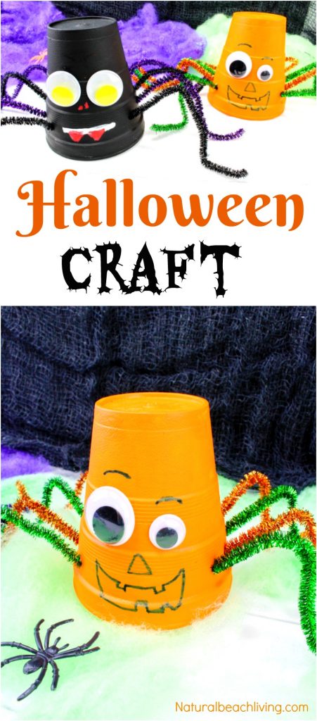 How to Make Halloween Styrofoam Cup Crafts, Easy Pumpkin Craft, Spider Cup Craft, Halloween craft ideas, Halloween Crafts for Kids, Halloween preschool crafts, Dollar store craft ideas, #Halloween #Halloweencraft