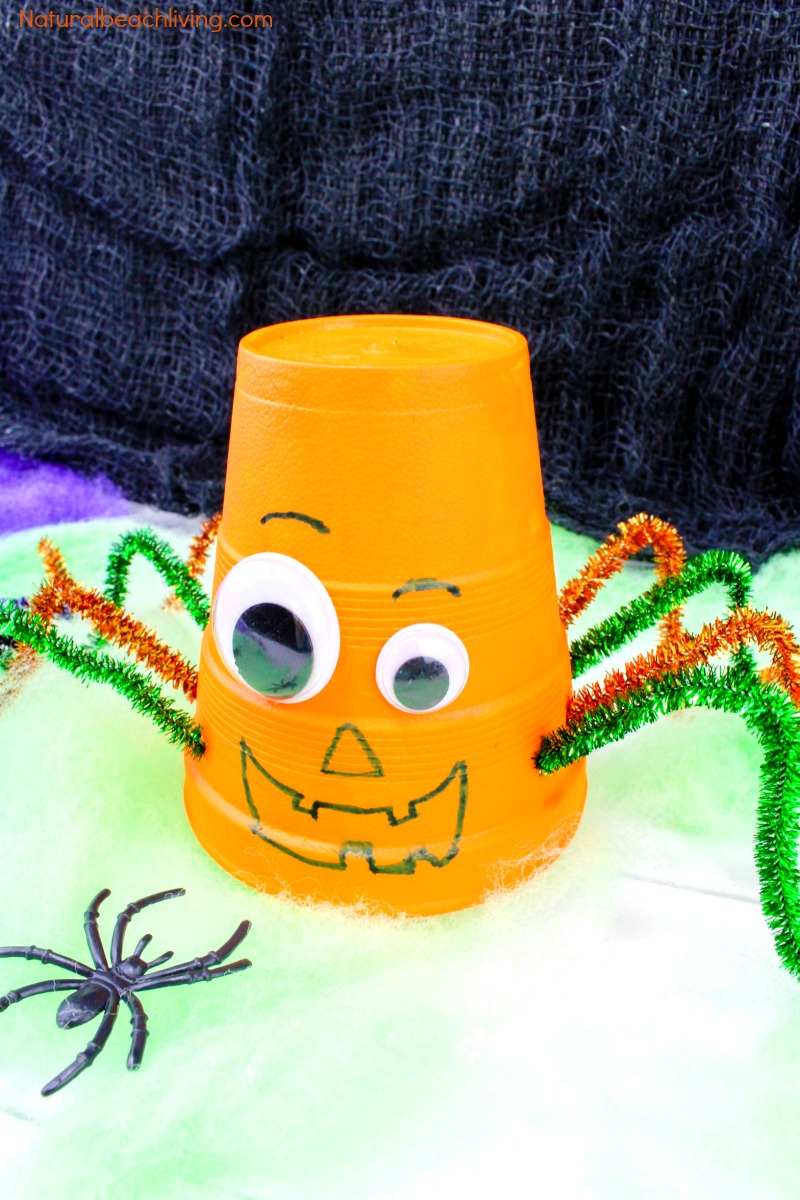 How to Make Halloween Styrofoam Cup Crafts – Easy Pumpkin and Spider Cup Craft