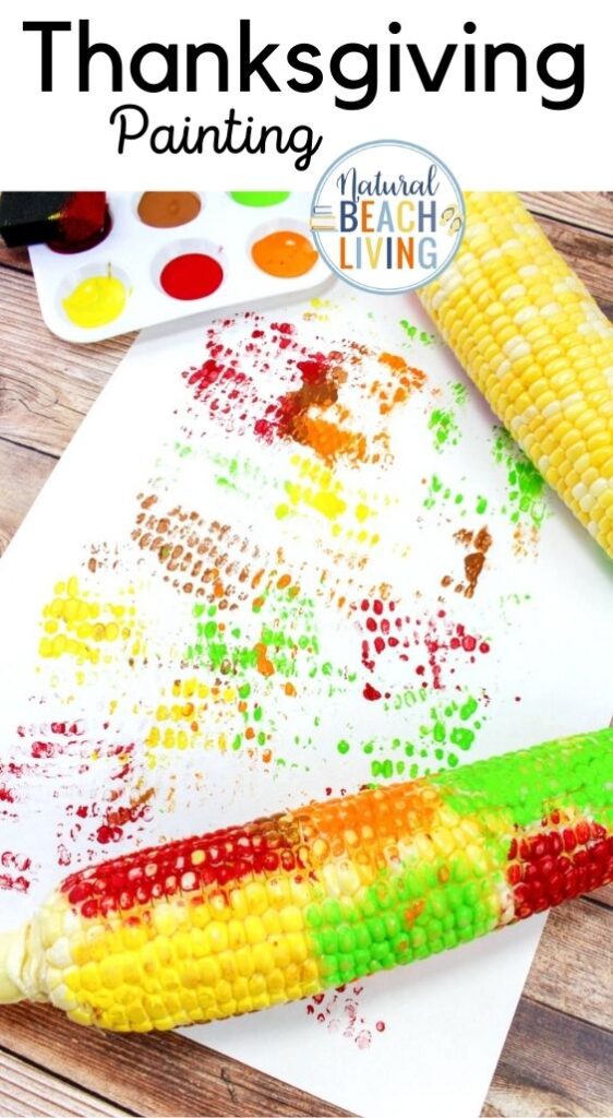This fun Thanksgiving craft will keep your little ones occupied during Thanksgiving Dinner or before the holiday to prepare. Here is a great Fall and Thanksgiving corn craft and painting for toddlers, preschoolers, and older children. They can create lovely textured art with corn on the cob. 