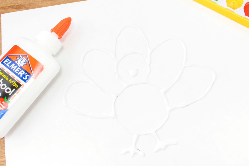 How to Make The Best Thanksgiving Turkey Salt Painting, Watercolor Salt Painting, Turkey Preschool Craft, Fun Fall Turkey craft kids love, Raised salt painting, process art #Thanksgivingcrafts #Turkey #Thanksgiving #Fallcraft #saltpainting #preschool