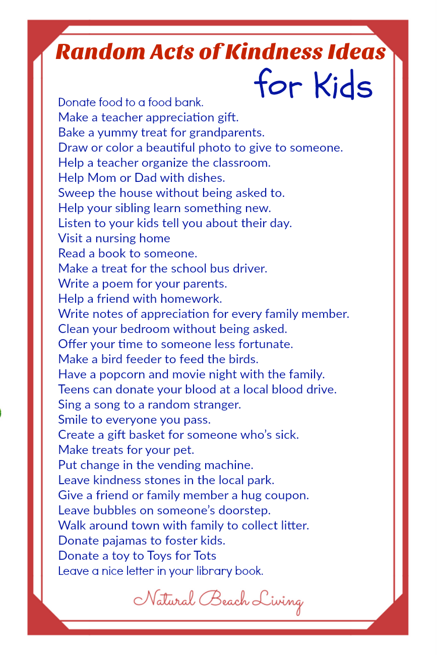 Acts Of Kindness Ideas For Kids 30 Random Acts Of Kindness Ideas For