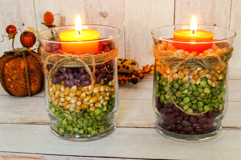 DIY Fall Themed Centerpiece with Lights