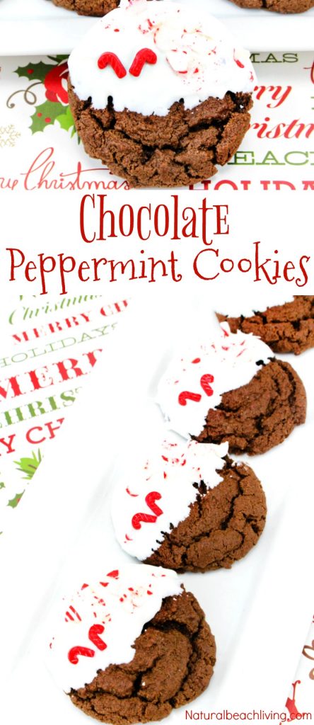 Easy Peppermint Cookies Recipe, These Soft and Chewy Chocolate Cookies are perfect Christmas Cookies, Chocolate Peppermint Christmas Cookies, Chocolate Cookies Recipes, Simple Homemade Cookies