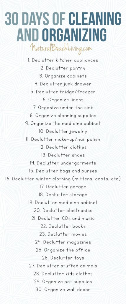 30 Days of Cleaning and Organizing Challenge - Free Printable Declutter Checklist, Cleaning and Organizing Checklist, Cleaning and Organizing Challenge, daily declutter challenge, free 30 days to an organized home pdf, Free declutter printable, #organization #organizationchallenge #declutter #minimizing