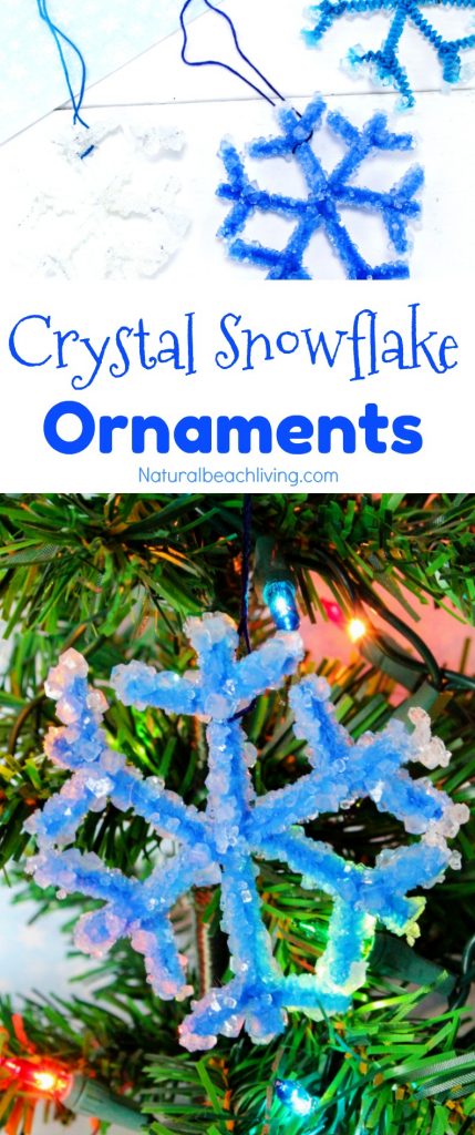Make The Best Crystal Snowflake Ornaments. These Easy Borax Snowflake Crystals are Perfect for Kids of all ages; creating these beautiful glittery crystal snowflake ornaments with your kids is an excellent activity to do together that’s both fun and educational. Winter Science Experiments for Kids, Snowflake Theme, How to Make Snowflakes