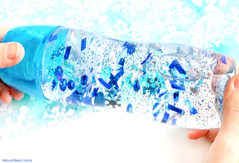 How to Make an Easy Winter Sensory Bottle that Kids Love, A wonderful Calming Sensory Bottle, Blizzard in a bottle, Winter Sensory Bottles for toddlers and preschoolers, Winter Sensory Table Ideas, Winter Sensory Activities, Sensory Bottles for Kids, Winter preschool themes, #winteractivitiesforkids #sensoryplay #preschoolactivities