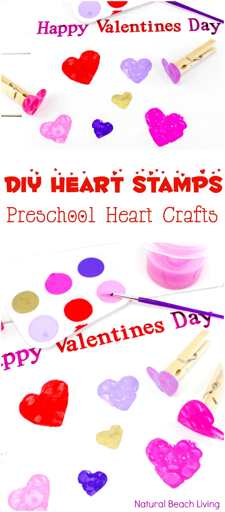 DIY Heart Stamps for Preschool Heart Crafts, Easy Heart Art for Valentine's Day, Preschool Valentines Crafts and Fine Motor Activities for toddlers and preschoolers, Easy Preschool Art Projects for a heart theme, Fun Kindergarten and Preschool heart crafts, February Preschool Themes, Crafts for kids 