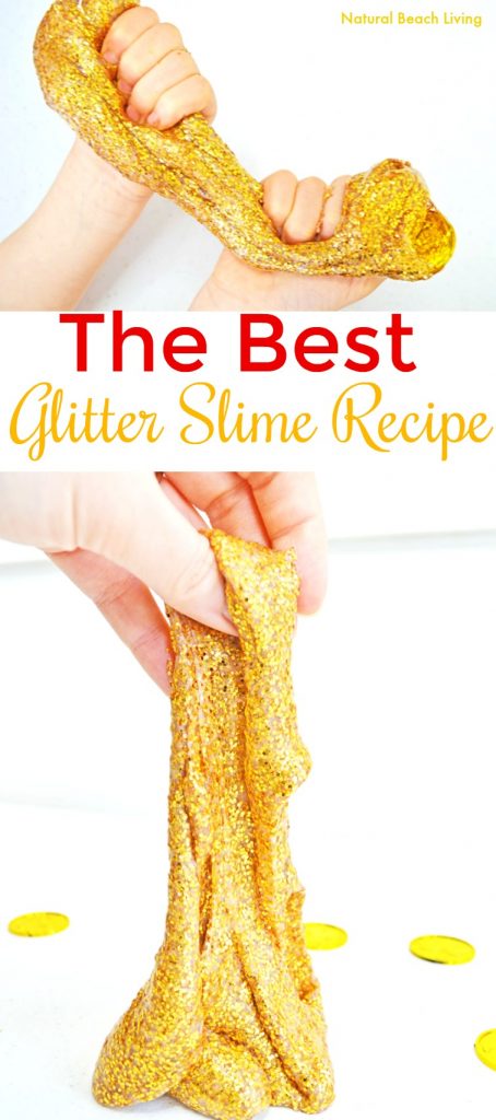 How to Make Slime Recipe with Contact Solution Perfect for St. Patrick's Day Sensory Play. This 4 ingredient slime recipe is glue, baking soda, contact solution, and glitter. It's a fun and safe homemade slime recipe for kids. Find The Best Slime Recipes here!
