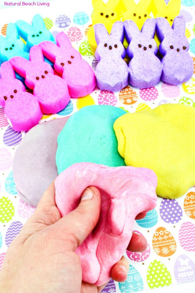 The Best Marshmallow Peeps Play dough Recipe, Check out the BEST marshmallow playdough recipe Here. Over 35 Homemade Playdough Recipes, How to Make Peeps Playdough and other easy Easter Playdough, Easter Candy Crafts, Easter Sensory Play, Playdough Ideas, Homemade Playdough Activities for Kids, Spring Sensory Play, Marshmallow Playdough Recipes Create The Best recipe for edible marshmallow Peeps play dough. Kids will love making and playing with this Peeps playdough! The Marshmallow Peeps Playdough Recipe is easy using Peeps, flour, Crisco, or Coconut oil and you'll have a great Easter Playdough, Spring Sensory Play, Peeps Edible Playdough