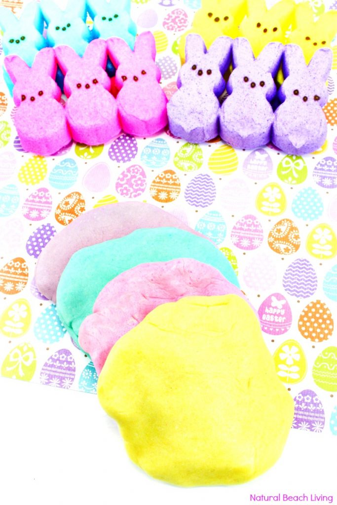 The Best Marshmallow Peeps Play dough Recipe, Check out the BEST marshmallow playdough recipe Here. Over 35 Homemade Playdough Recipes, How to Make Peeps Playdough and other easy Easter Playdough, Easter Candy Crafts, Easter Sensory Play, Playdough Ideas, Homemade Playdough Activities for Kids, Spring Sensory Play, Marshmallow Playdough Recipes Create The Best recipe for edible marshmallow Peeps play dough. Kids will love making and playing with this Peeps playdough! The Marshmallow Peeps Playdough Recipe is easy using Peeps, flour, Crisco, or Coconut oil and you'll have a great Easter Playdough, Spring Sensory Play, Peeps Edible Playdough