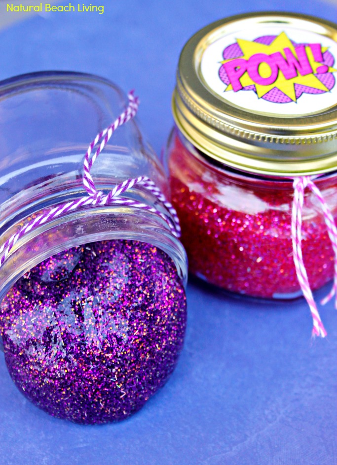 How to Make Slime with Contact Solution - Superhero Glitter Slime Recipe  with Free Printables - Natural Beach Living