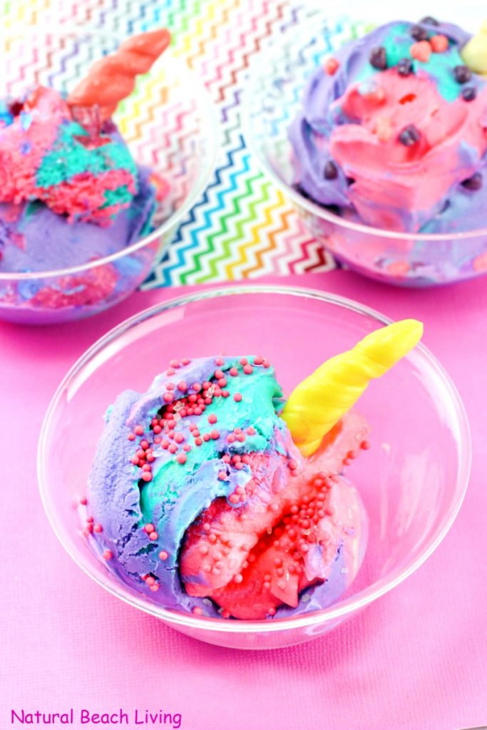 How to Make Unicorn Ice Cream, DIY Unicorn Ice Cream that is easy to make and you only need a few ingredients. Perfect Treat for a Unicorn theme party or Rainbow theme party idea, unicorn ice cream sundae, unicorn ice cream no churn, Tasty Ice Cream Sundae that kids and adults love