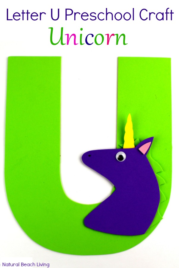 Letter U Craft Unicorn Preschool Activity with free templates