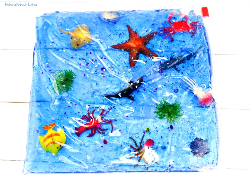 Easy Ocean Life Sensory Bag for toddlers and preschoolers, Mess-Free ocean themed sensory activities, Fun Hands On Activities for an Ocean Theme, ocean sensory bag is perfect for Ocean Science Table Ideas, Under the Sea Activities
